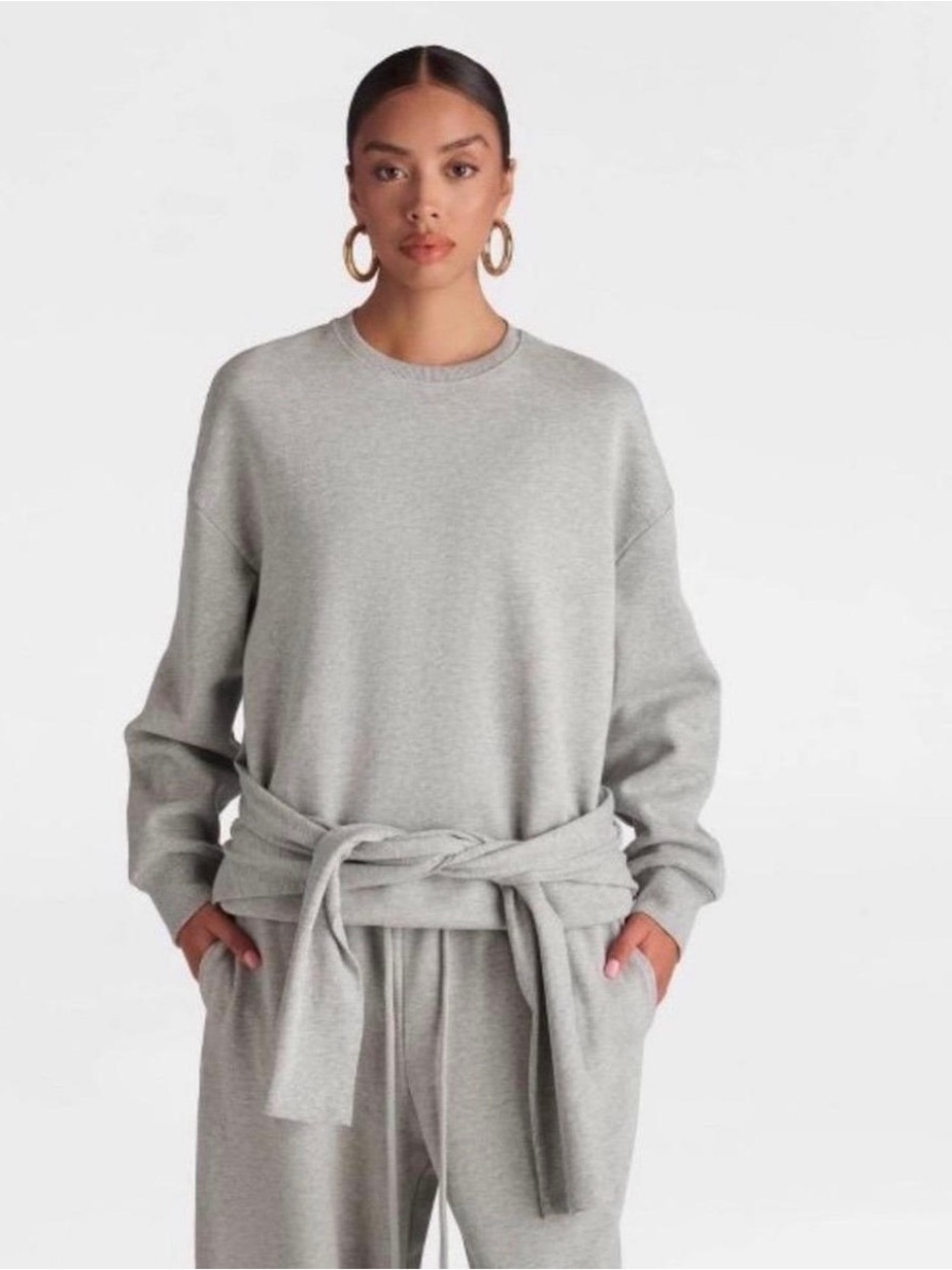 Cozy Crewneck Sweatshirt in Light Gray - Picture 1 of 6